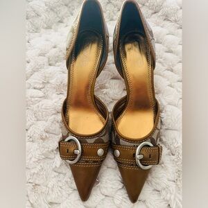 Authentic Coach Vintage Alecksa Signature Leather Kitten Heel Pumps Shoes! 8.5